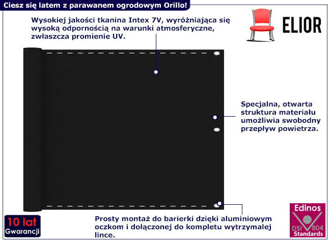 Parawan ogrodowy Orillo kolor czarny