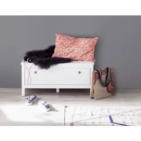 przedpokój z wykorzystaniem białej szafki na buty w stylu skandynawskim Jasaro 14X