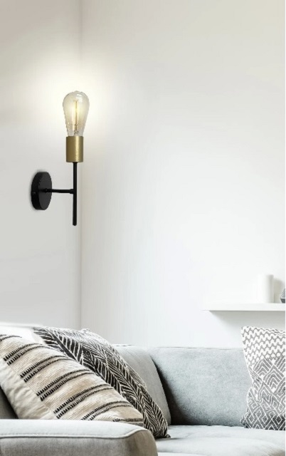 Produkt Czarny loftowy kinkiet ścienny ze złotą oprawą - V111-Uresa