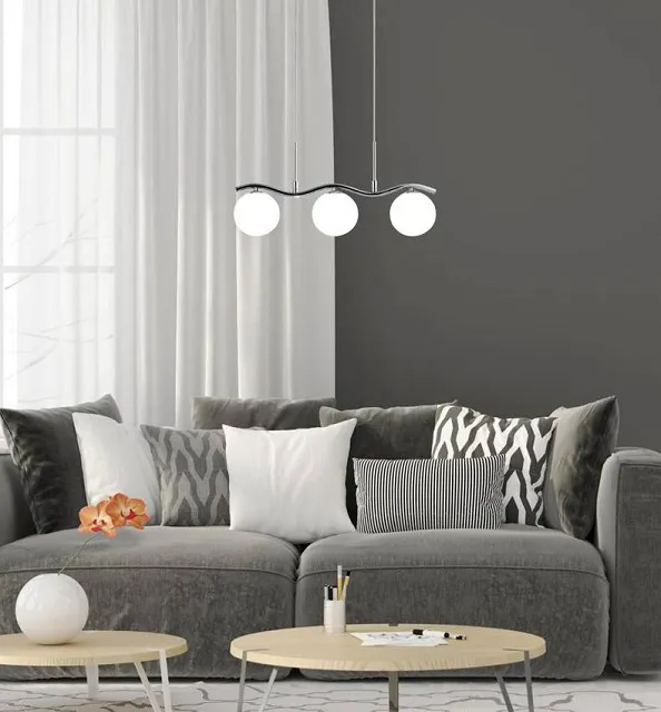 Produkt Chromowa lampa wisząca z trzema kloszami na falistej listwie - V117-Brillant