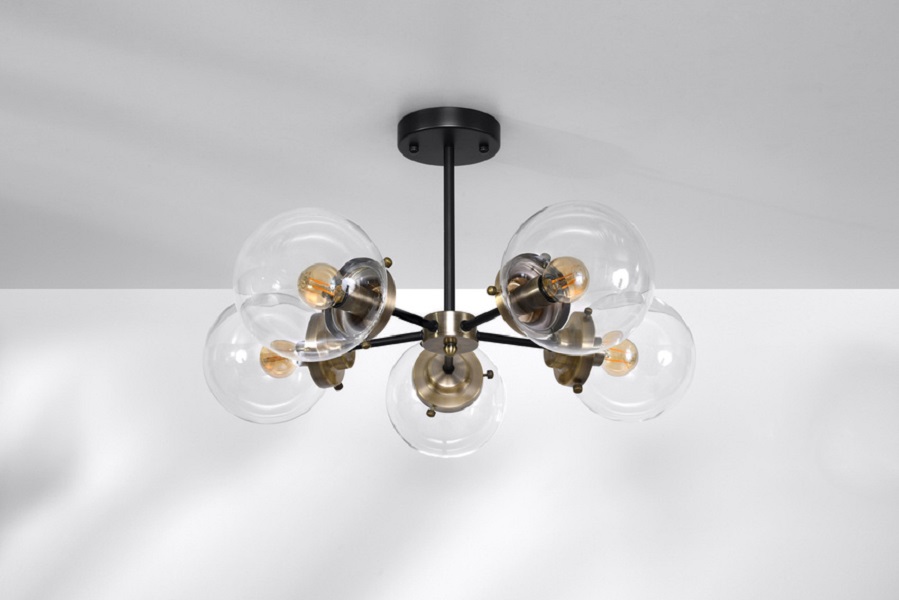 Produkt Nowoczesna pięcioramienna lampa sufitowa z bezbarwnymi kloszami - V134-Ryuk