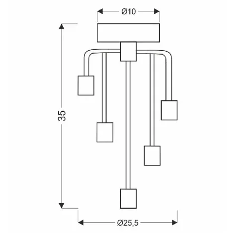 Pięcioramienna metalowa czarna lampa sufitowa V135-Elebi