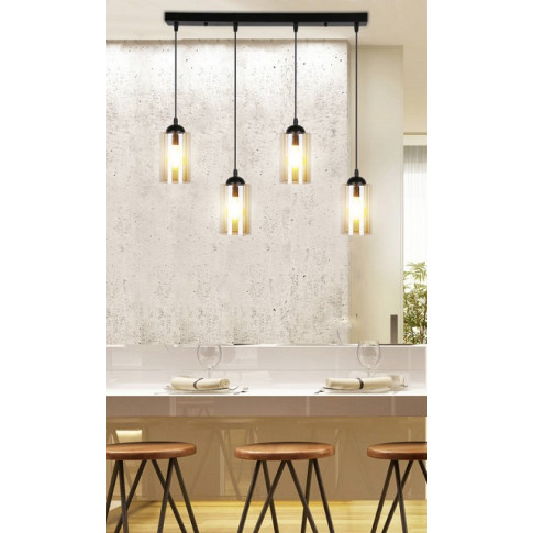 Szklana stylowa nowoczesna industrialna lampa wisząca na listwie V140-Alaniso