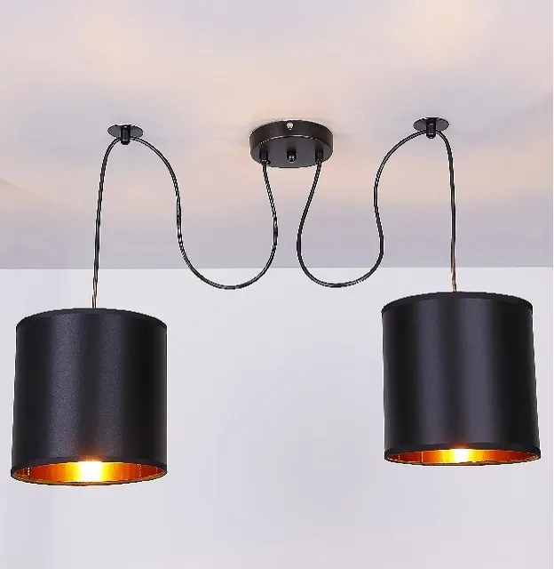 Produkt Czarna lampa wisząca z dwoma kloszami o złotym środku - V143-Miron