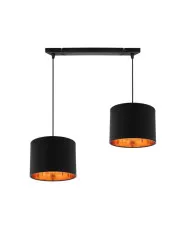 Metalowa lampa wisząca z dwoma kloszami z tkaniny - V145-Peluvio