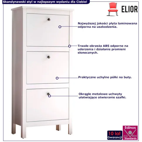 infografika dużej trzydrzwiowej szafki na buty do przedpokoju Jasaro 15X