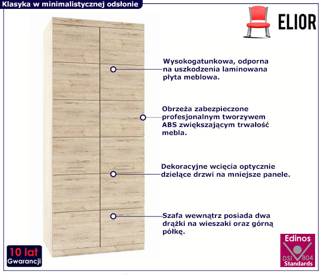 Wysoka szafa dwudrzwiowa z drążkami Lister XL 17X