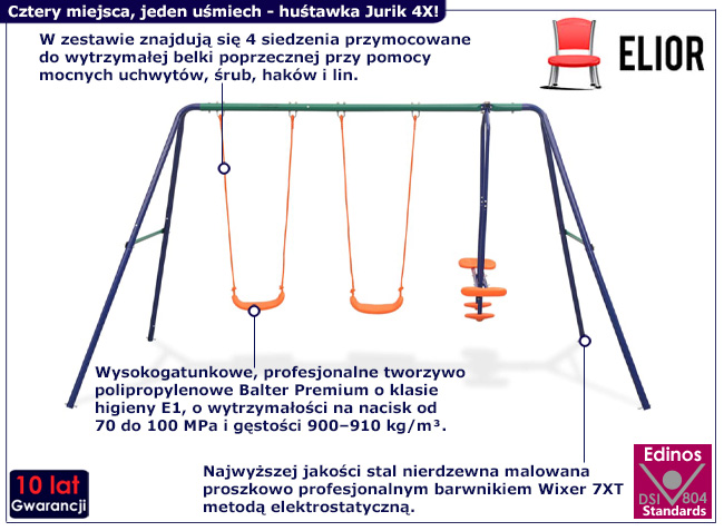 Huśtawka ogrodowa dla dzieci Jurik 4X