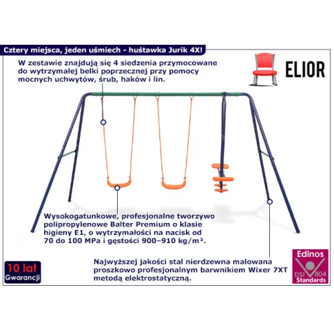 Czerosobowa huśtawka ogrodowa Jurik 3X