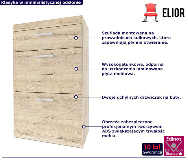 Wysoka szafka na buty z szufladą Lister XL 19X