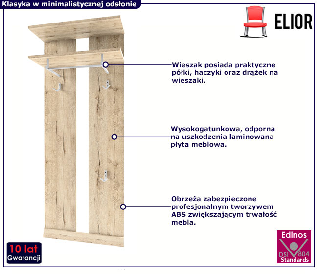 Ścienny wieszak z półkami do przedpokoju Lister XL 20X