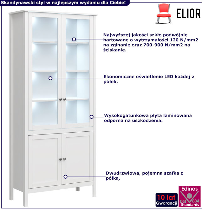 Infografika dwudrzwiowej wysokiej witryny led Jasaro 21X