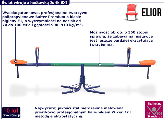 Huśtwak obrotowa do ogrodwu Jurik 6X