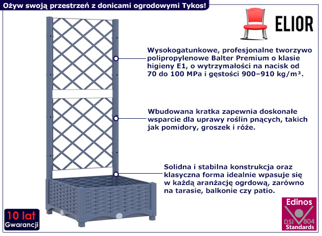 Szara donica ogrodowa Tykos