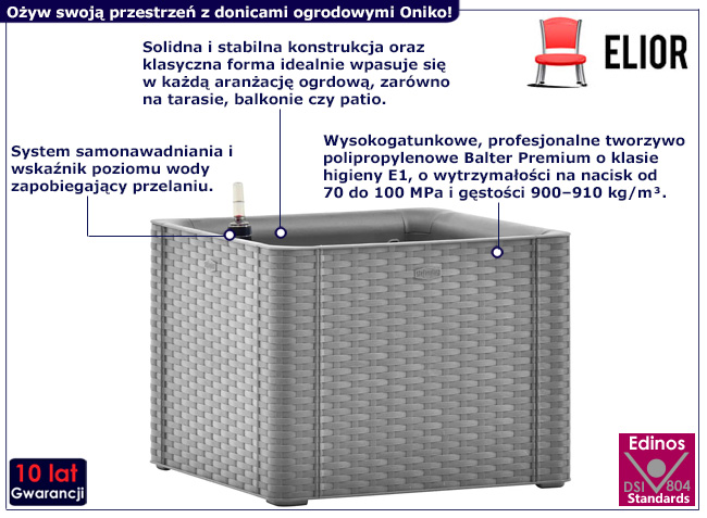 Donica ogrodowa Ingri kolor szary