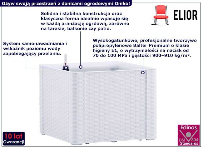 Donica ogrodowa Toria kolor biały