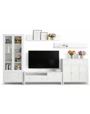 Biały zestaw mebli z witryną do salonu - Omaron 25X w sklepie Edinos.pl