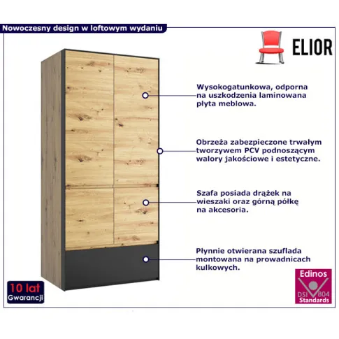 Wysoka szafa na ubrania z szufladą Avar 6X