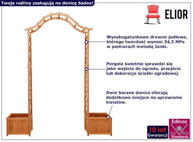 Drewniana donica ogrodowa z pergolą Sadox kolor olcha