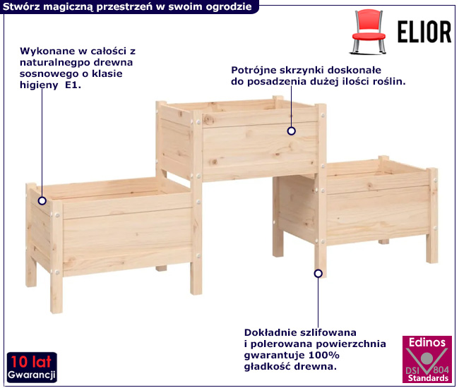Drewniana donica ogrodowa Nilli naturalna
