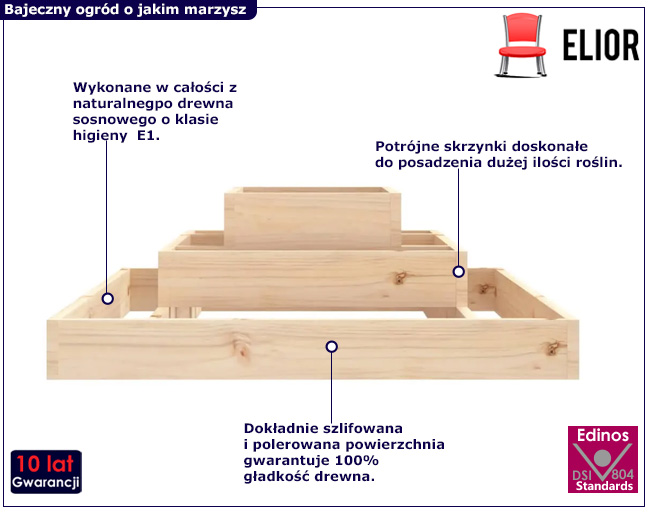 Duża drewniana donica Edir