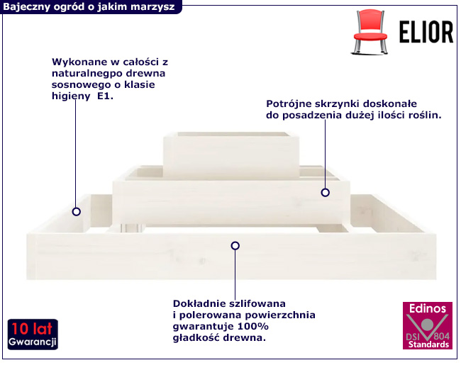 Biała duża drewniana donica Edir