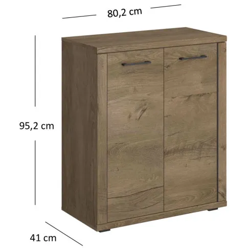 wymiary nowoczesnej dwudrzwiowej komody dąb lefkas Efanos 3X