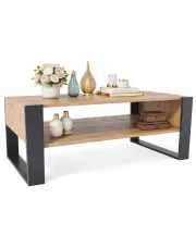 Ława z półką do salonu dąb artisan + czarny - Bracio 3X w sklepie Edinos.pl