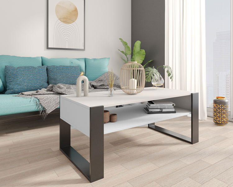 Białoczarna ława kawowa do salonu Bracio 3X