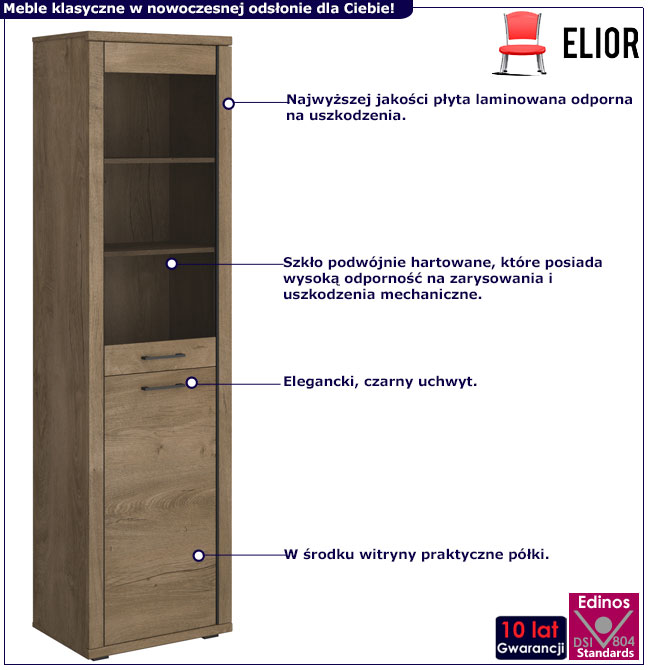 Infografika klasycznej wąskiej witryny do salonu dąb lefkas Efanos 11X