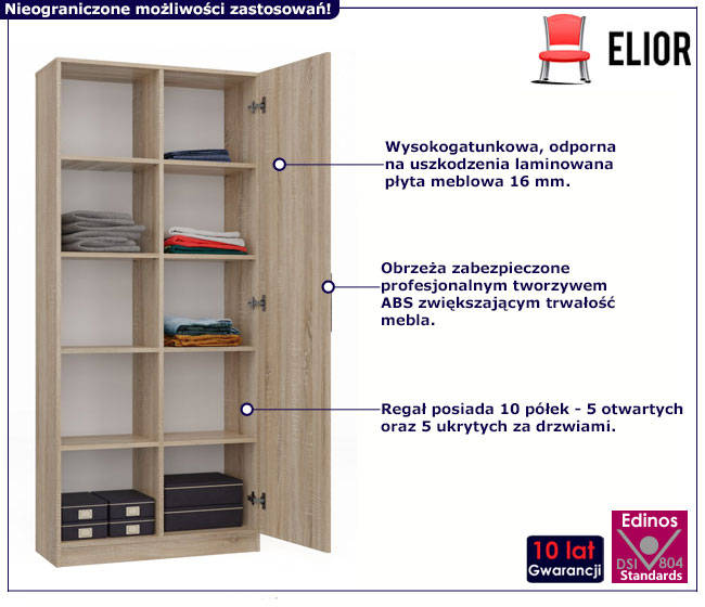 Wysoki półotwarty regał dąb sonoma Nodino
