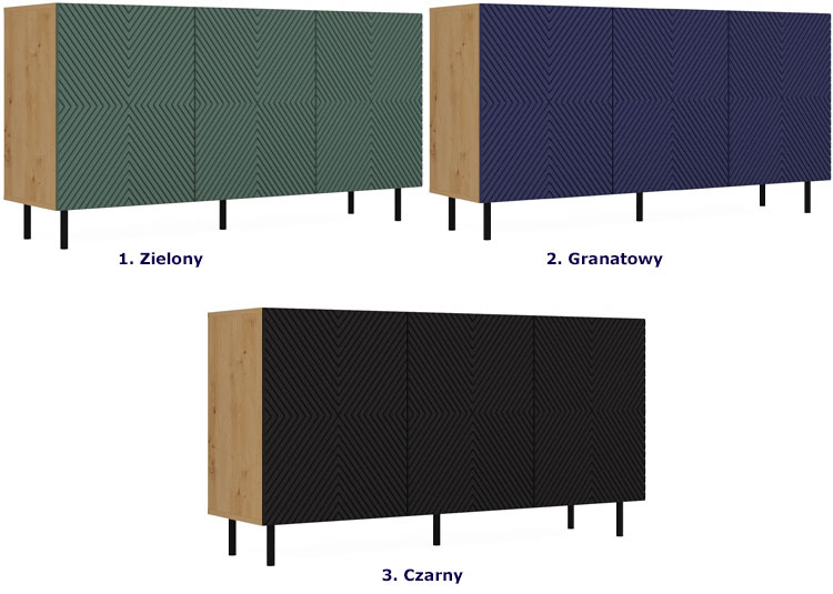 Kolory trzydrzwiowej komody na nóżkach Mofo 5X