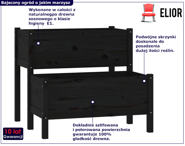Czarna donica ogrodowa Finir