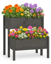 Szara podwójna skrzynka ogrodowa na kwiaty - Finir w sklepie Edinos.pl