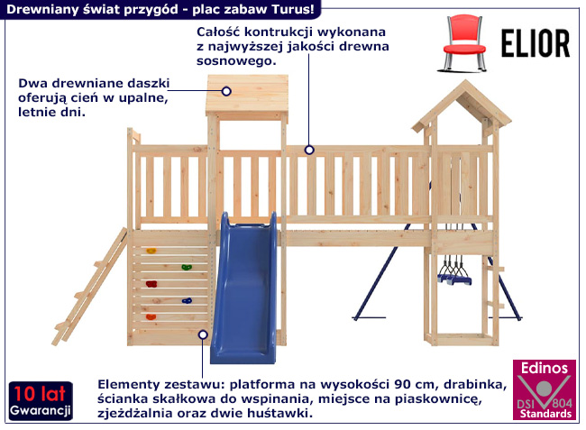 Podwójny plac zabaw z domkami Turus