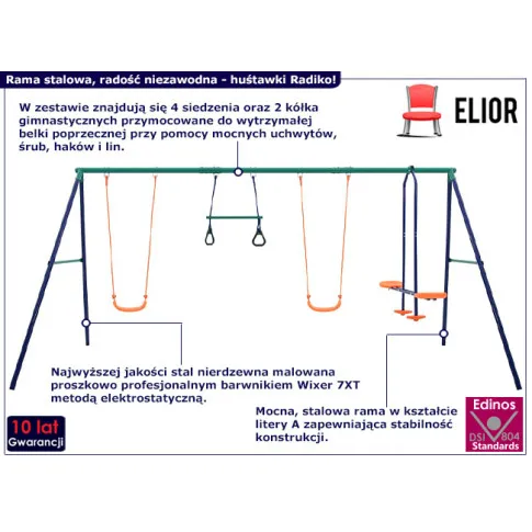 Stalowa huśtawka ogrodowa dla dzieci Radiko