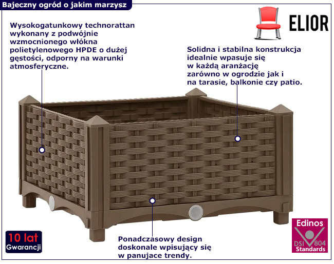 Brązowa rattanowa donica ogrodowa Athena