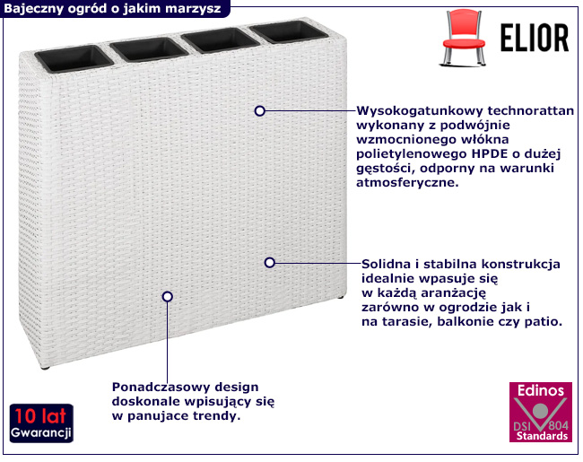 Brązowa rattanowa donica ogrodowa Uzi