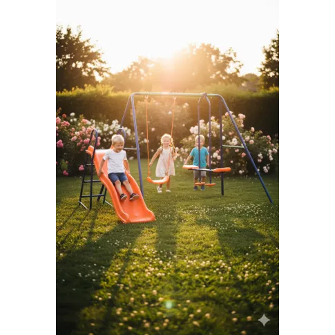 Zestaw huśtawki ogrodowej ze zjeżdżalnią   Klaren 7X