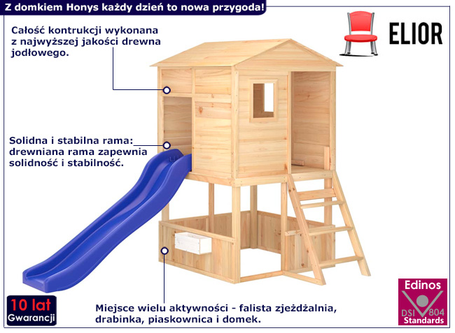 Drewniany domek ogrodowy dla dzieci Mavis kolor brązowy