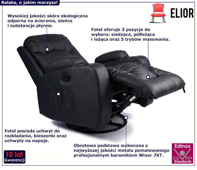 Czarny relaksacyjny fotel masujący Imar 3X