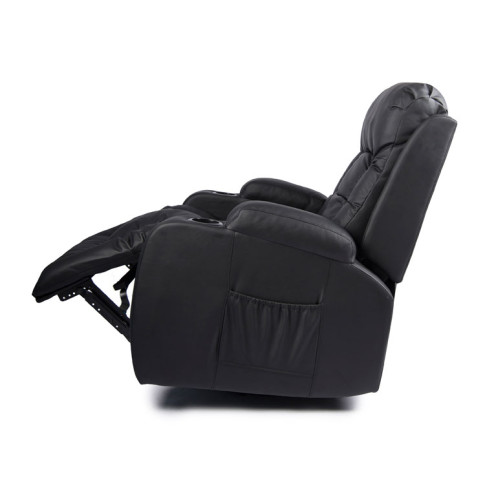 Czarny fotel z masażem z podnóżkiem Imar 3X