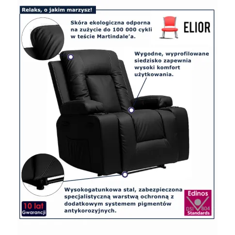 Czarny fotel z masażem Bergos 3X 