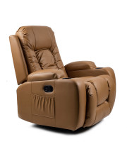 Jasnobrązowy fotel obrotowy z funkcją masażu - Imar 3X w sklepie Edinos.pl