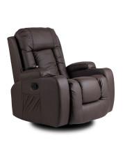 Ciemnobrązowy fotel masujący z podnóżkiem - Imar 3X