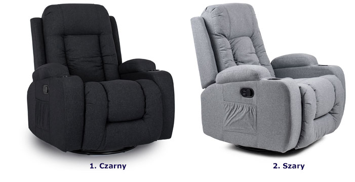 Czarny obrotowy fotel wypoczynkowy do masażu Imar 4X