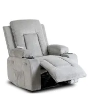 Szary masujący fotel wypoczynkowy do salonu - Bergos 4X w sklepie Edinos.pl