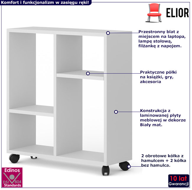 Stolik pomocniczy biały Trevor 4X