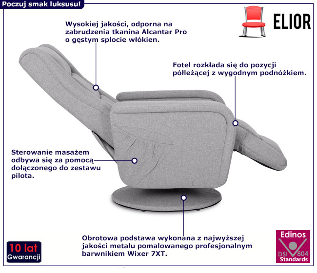 Jasnooszary obrotowy fotel masujący Rara 3X