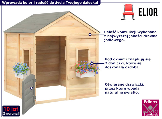 Drewniany domek ogrodowy Mambik kolor szary